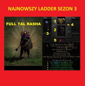 D2R Diablo 2 Ladder S5 Zestaw Tal Rasha Full Set