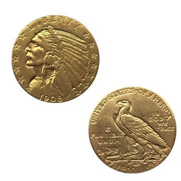 USA 1908 amerykańska moneta Replika kolor złota
