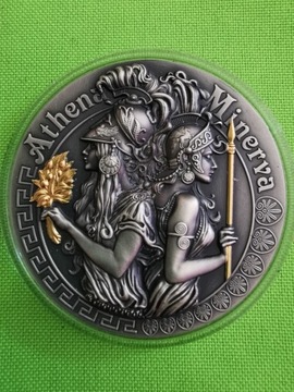 Srebrna moneta z serii Boginie Atena i Minerwa 