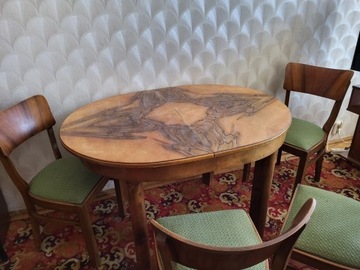 stół owalny rozkładany (pełne drewno)+ 4 krzesła