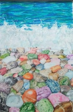 Kamienie morze obraz prezent gwiazdka choinka art
