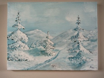 Obraz olejny Zima w górach 40x31