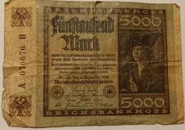 Banknot 5000 marek z 1922  roku