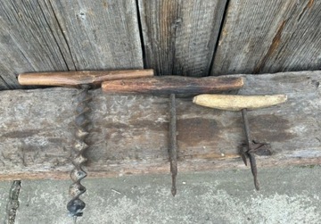Stare narzędzie ręczne wiertła stolarskie 3sztuki