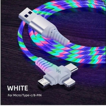 ŚWIECĄCY KABEL LED USB 3W1 USB-C