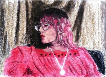 Świetny obraz portret kobiety, pastel retro 40x50