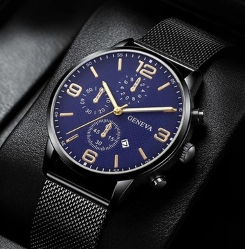 Elegancki luksusowy zegarek GENEVA czarny