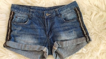 Spodenki krotkie jeansowe szorty 152/158 cm 