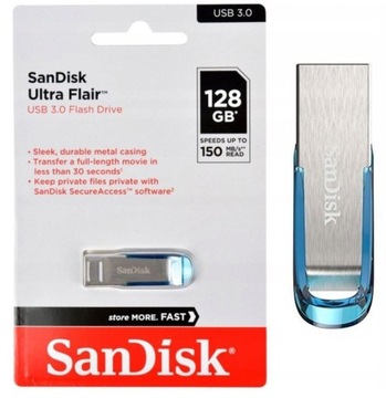 Pendrive SanDisk Ultra Flair 128 GB Czarny Wawa