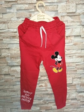Nowe czerwone cieńsze spodnie Miki r. 98