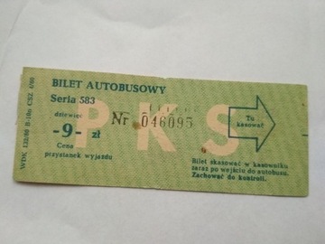 Bilet autobusowy PKS - stary z PRL-u