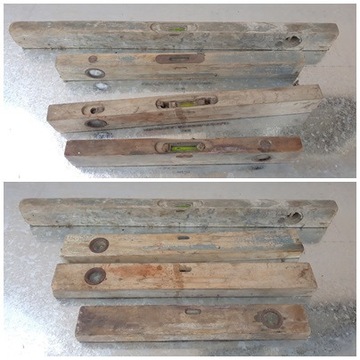 Poziomice Drewniane Antyki 70-50-40 cm Okazja