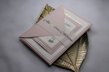 Folderowe Zaproszenia Ślubne Złote Napisy 