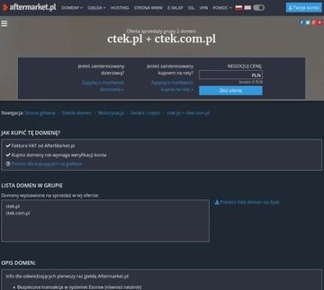 Domena ctek.pl + ctek.com.pl KOMPLET