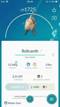 RELICANTH REGIONAL POKEMON GO LVL 26 (SAFE TRADE)