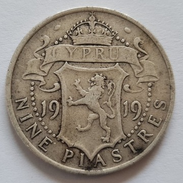 Cypr 9 piastrów 1919 srebro #2