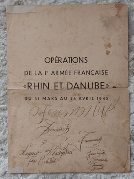 Mapa operacji  I Armii Francuskiej REN I DUNAJ 31 MARCA - 26 KWIETNIA 1945