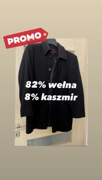 Wełniany płaszcz męski 82% wełna 8% kaszmir