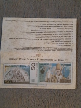 Folder do banknotu 50zl Jan Paweł 2 bez logotypow