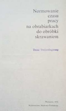 Normowanie czasu na obrabiarkach 1972