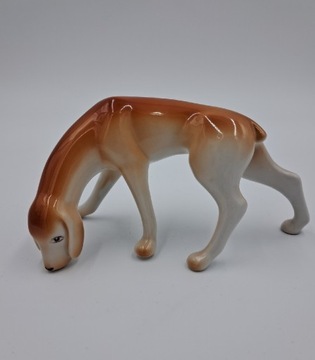 HOLLOHAZA Pies gończy lata 60 figurka porcelanowa