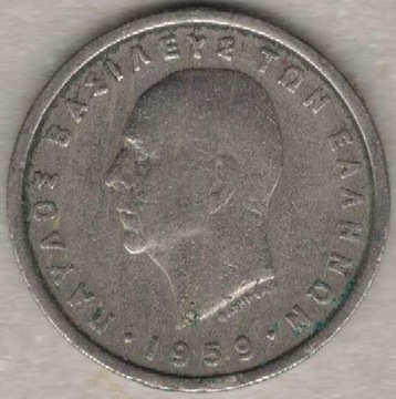 Grecja 2 drachmy 1959  23,9 mm