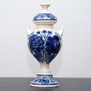 Stara zdobiona amfora ceramiczna KOŁO (niebieska)
