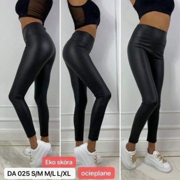 CZARNE LEGGINSY - EKO SKÓRA M/L