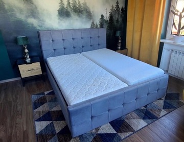 Łóżko tapicerowane 160X200 szare, welurowe