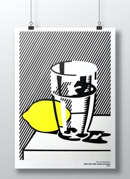 Plakat PopArt Lichtenstein Cytryna Szklanka 50x70