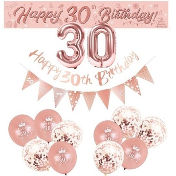 Zestaw urodzinowy na 30 różowo bialy