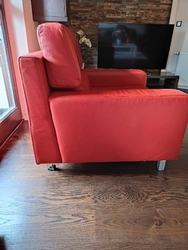 Fotel czerwony skóra naturalna