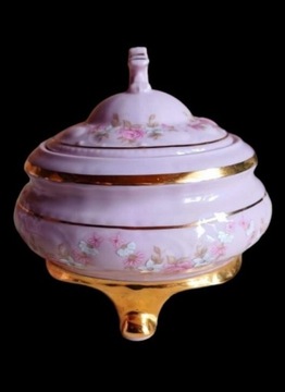 Puzderko  syg. Rudolf Kampf ,Różowa porcelana 
