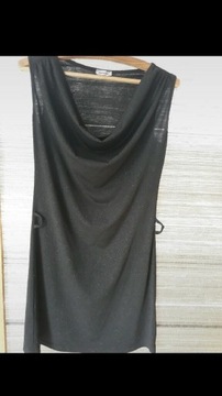 Czarna sukienka xs/s z przodu brokatowa błyszcząca