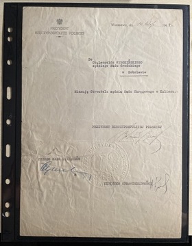 Bolesław Bierut Prezydent RP dokument z podpisem 