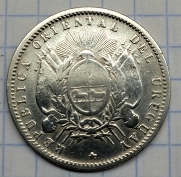 1877 Urugwaj srebrnych 20 centesimos ,A,