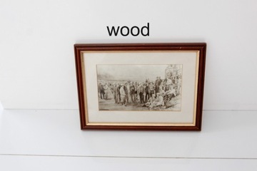 Rama drewniana z ilustracją vintage