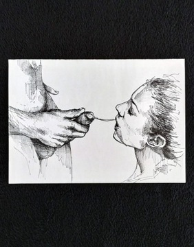 Rysunek szkic erotyczny tusz na papierze 