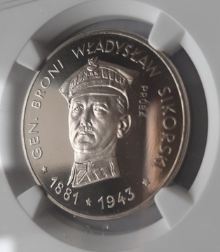 100 zł Władysław.Sikorski próba nikiel NGC Maxx