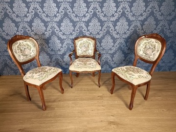 Krzesła ludwikowskie, fotelik Ludwik, zestaw Ludwi