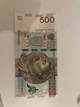 Banknot 500 zł seria AD