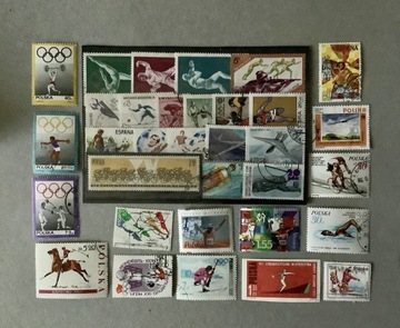 znaczki pocztowe, sport, kasowane, 50 szt