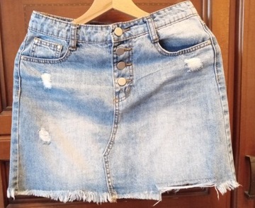 Spódniczka mini jeansowa M z dziurami 