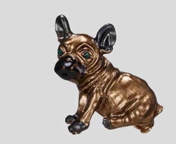 Broszka pies buldog francuski emalia i cyrkonie 
