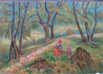 Artur Rutkowski "W lesie" 1953 olej 