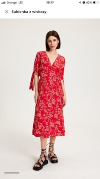 Sukienka midi czerwona wiskoza XL