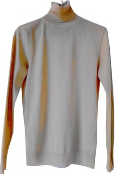 ZARA prosty klasyczny sweter golf 36 38 S M szary beż z wełną
