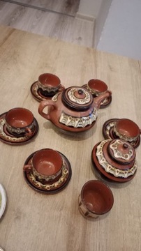 Zestaw pawie oczko ceramika bułgarska 