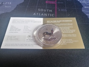 Moneta Krugerrand 1 uncja Srebra 2017 50. rocznica