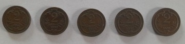 2 halerze. Austria. 5 szt. 1896,1897,1906,1907,191